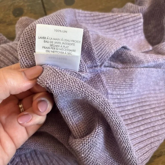 White + Warren Purple Linen Lightweight Sweater - Size large v neck casual